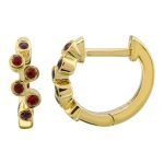 14k Yellow Gold Ruby Huggie Earrings