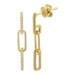 14k Yellow Gold Link Diamond Earrings