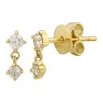 14k Yellow Gold Diamond Stud Earrings