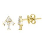 14k Yellow Gold Diamond Stud Earrings