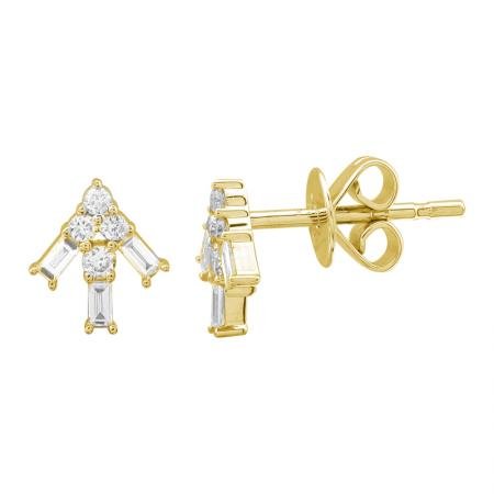 14k Yellow Gold Diamond Stud Earrings
