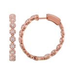 14k Rose Gold Diamond In & Out Hoop Earrings