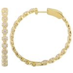 14k Yellow Gold Diamond In & Out Hoop Earrings