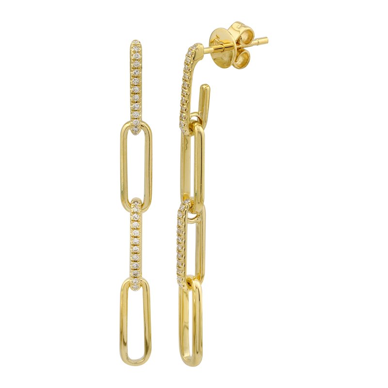 14k Yellow Gold Diamond Link Earrings