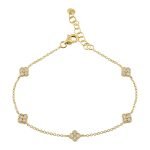 14k Yellow Gold Diamond Clover Bracelet
