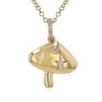 14k Yellow Gold Mushroom Diamond Necklace