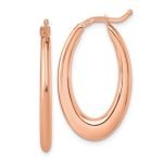 14K Rose Gold Polished 2.6mm Oval Hoop Earrings