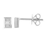 14k White Gold Baguette Diamond Stud Earrings
