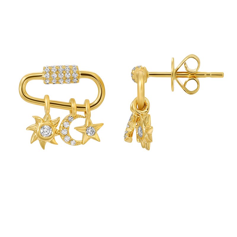 14k Yellow Gold Diamond Earrings