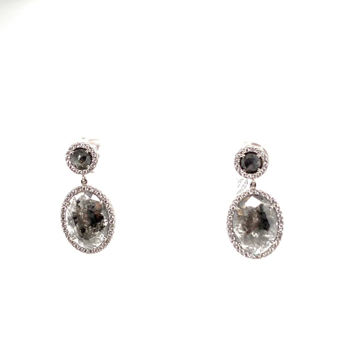 Platinum Pave Diamond Framed Sliced Earrings