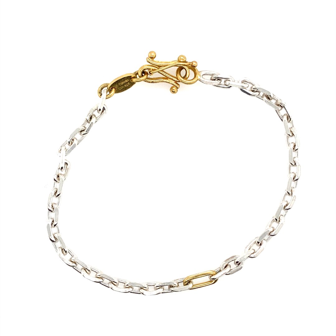 22k Gold & Silver Links Unissex Chain Bracelet