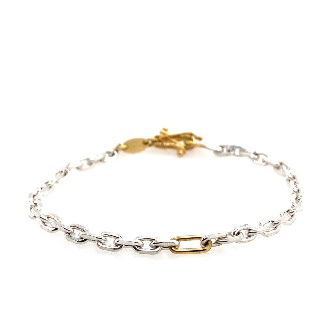22k Gold & Silver Links Unissex Chain Bracelet