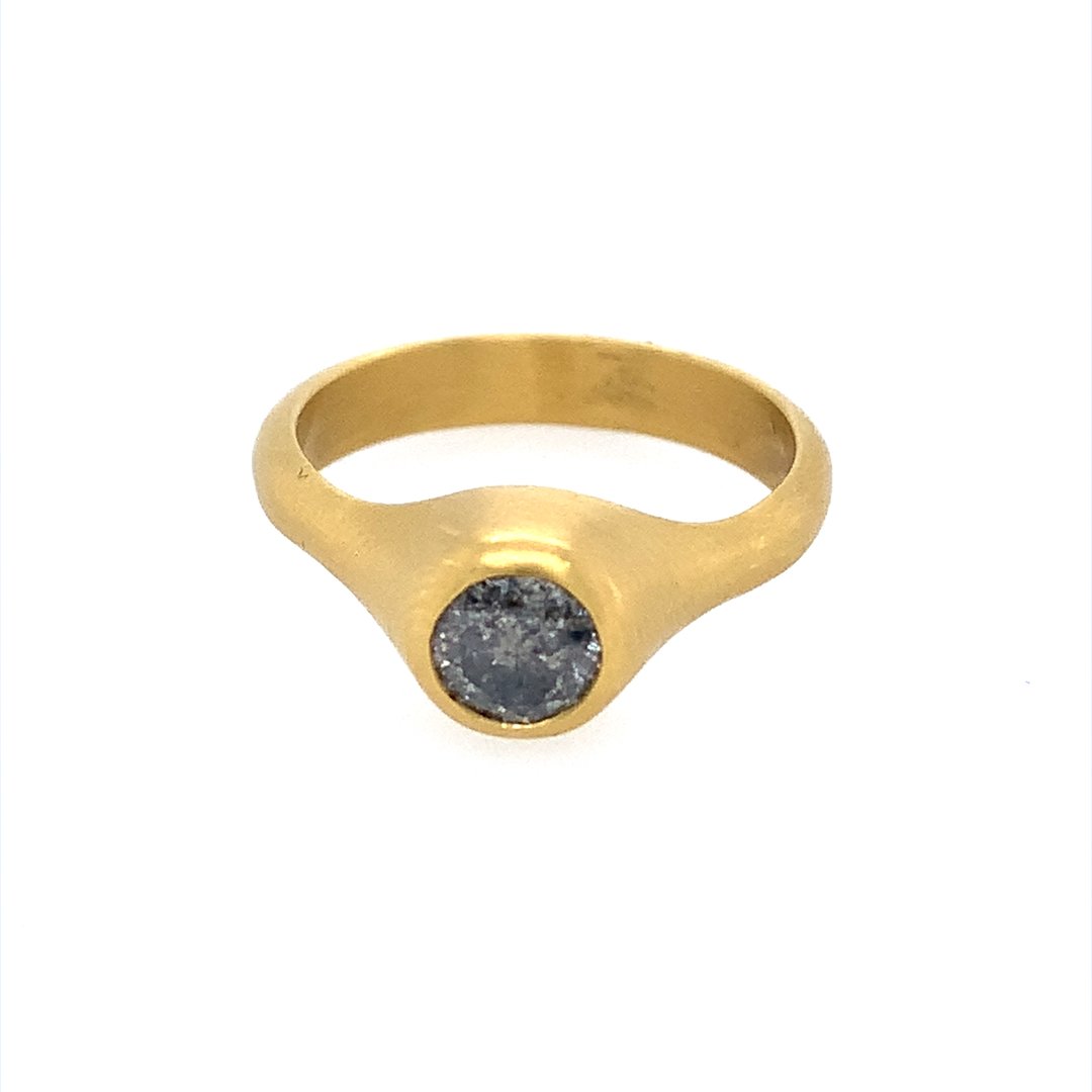 22K Gold Salt and Pepper Diamond Ring