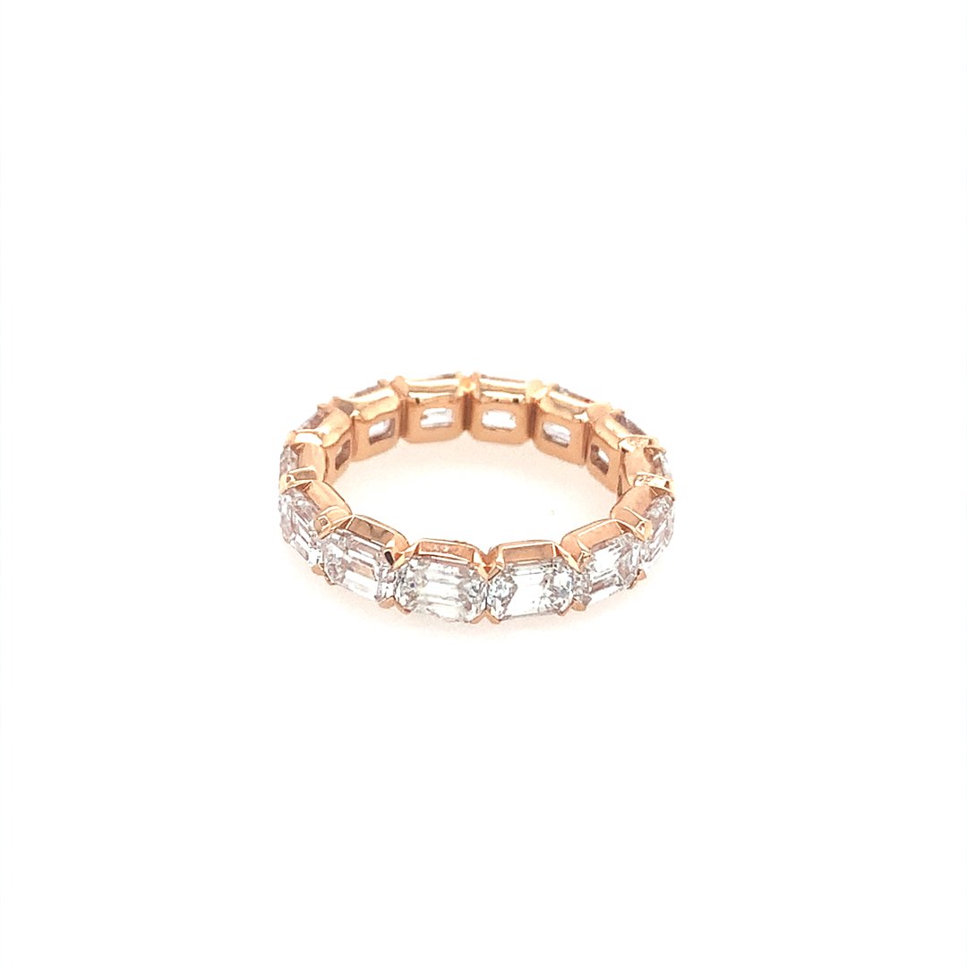 18K Rose Gold Emerald Cut Eternity Ring