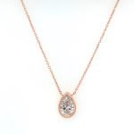 14K Rose Gold Bezel Set Solitaire Pear Shape Diamond Necklace