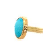 22K Gold Wrapped Free Form Turquoise 18KY 3 Lines Ring