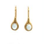 22K Oval Aquamarine Teardrop Earrings