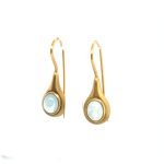 22K Oval Aquamarine Teardrop Earrings