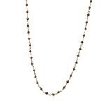 18K Yellow Gold Wire Wrapped Faceted Black Diamonds Beads Necklace