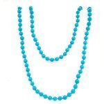 22K Gold Faceted Sb Turquoise Long Necklace