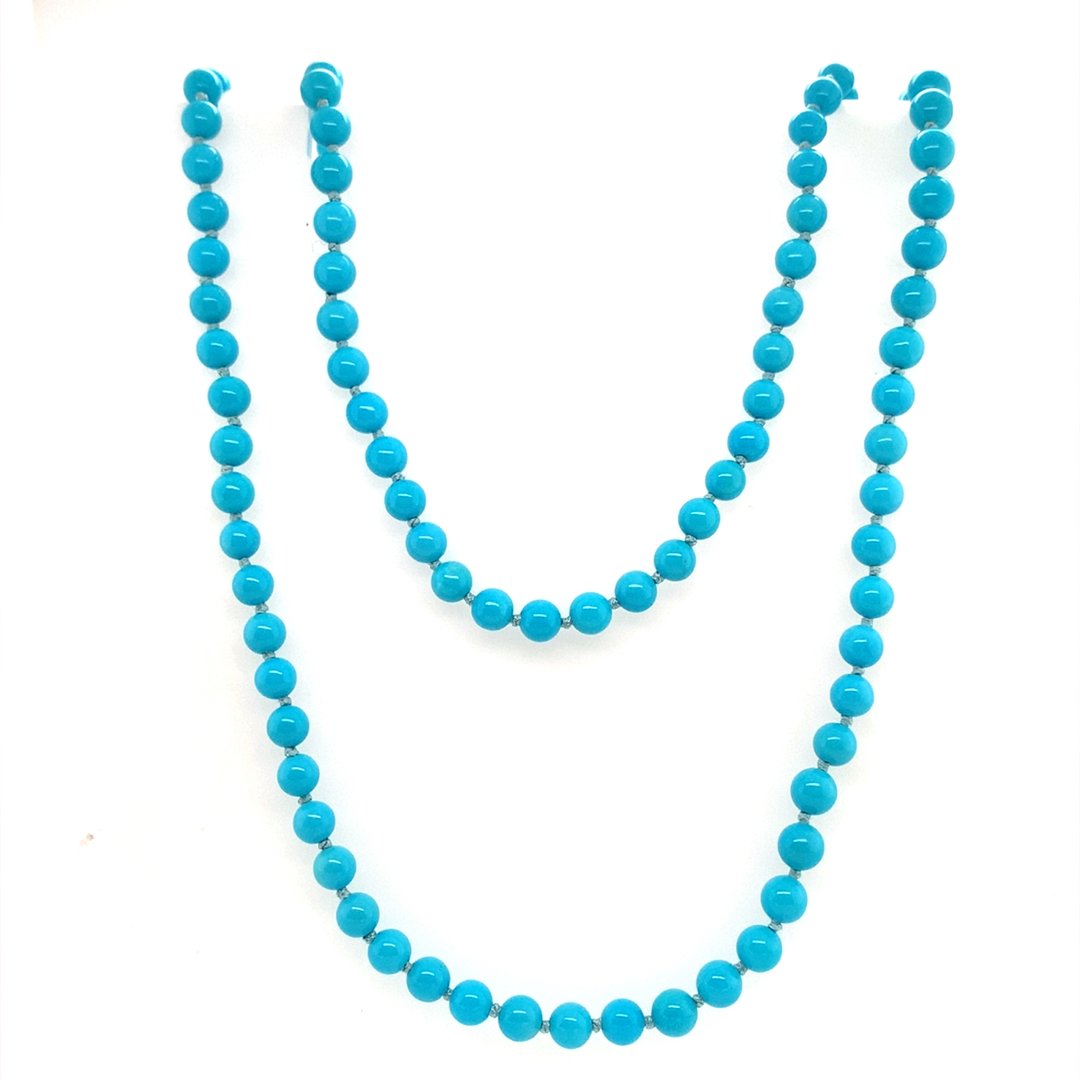 22K Gold Faceted Sb Turquoise Long Necklace