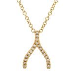 14k Yellow Gold Wishbone Diamond Necklace
