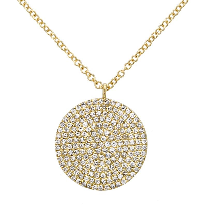 14k Yellow Gold Diamond Circle Necklace