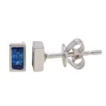 14k White Gold Sapphire Stud Earrings
