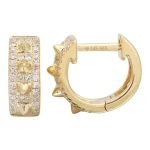 14k Yellow Gold Diamond Huggie Earrings