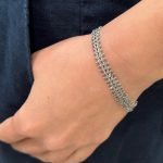 PT 950 – 3 Rows Braided Gray Diamonds Beads Bracelet