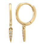 14k Yellow Gold Spike Diamond Huggie Earrings
