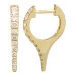 14k Yellow Gold Diamond Spike Huggie Earrings / Small