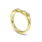 18K Yellow Gold Kissing Rabbits Black Diamond Eyes Ring