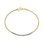 22KY Handmade Chain Gray Diamonds Bead Bracelet