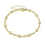 18K Yellow Gold Alternating Bezel Sett Diamonds Bracelet