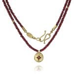22K Gold Star setting Ruby Charm On Ruby Beads Necklace